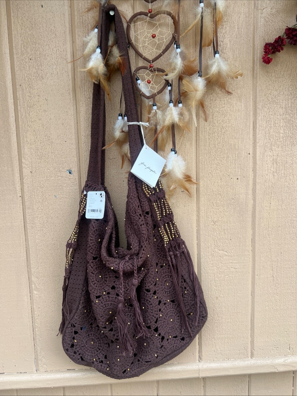Free People Sunrise To Sunset Handmade Crochet Boho StyleTote Shoulder Bag